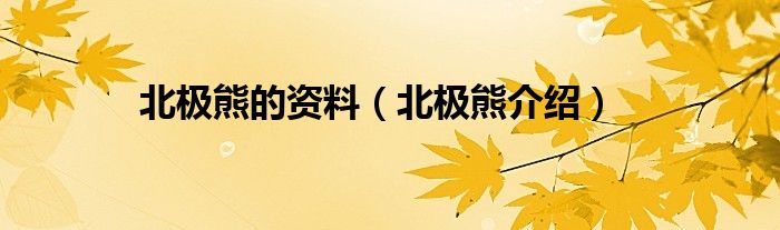 北极熊的资料（北极熊介绍）