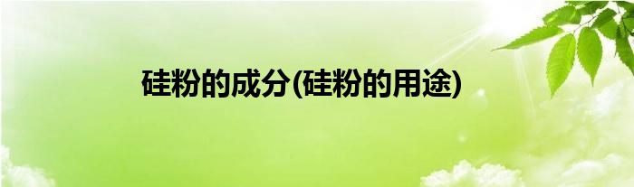 硅粉的成分(硅粉的用途)