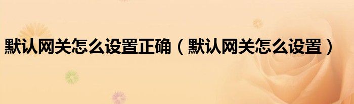 默认网关怎么设置正确（默认网关怎么设置）