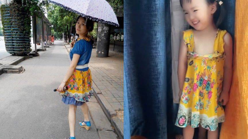 姥姥用女儿10年前旧裙子，做吊带裙送2个孙女，上身效果惊艳网友