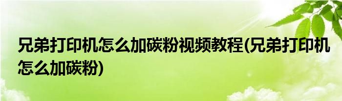 兄弟打印机怎么加碳粉视频教程(兄弟打印机怎么加碳粉)