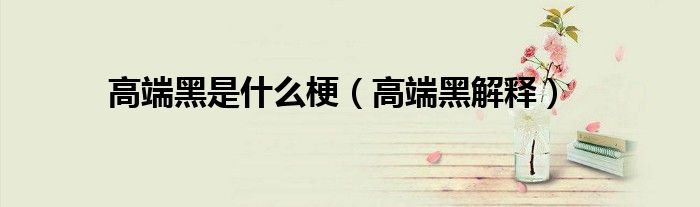 高端黑是什么梗（高端黑解释）
