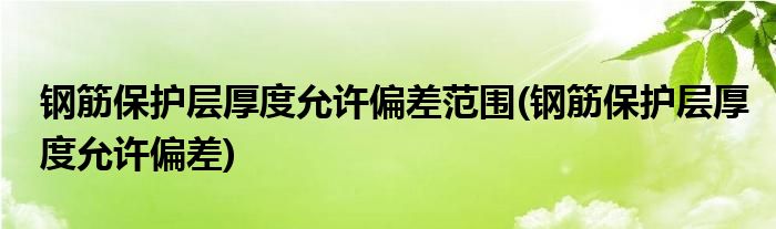 钢筋保护层厚度允许偏差范围(钢筋保护层厚度允许偏差)