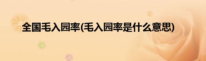 全国毛入园率(毛入园率是什么意思)