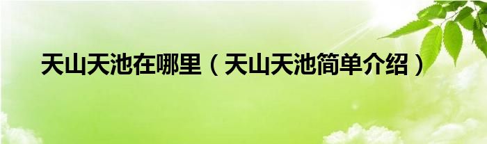 天山天池在哪里（天山天池简单介绍）