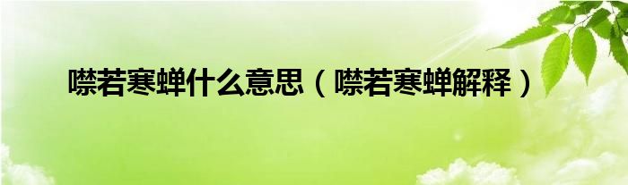 噤若寒蝉什么意思（噤若寒蝉解释）