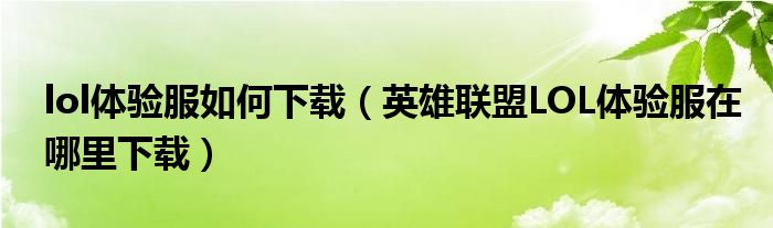 lol体验服如何下载（英雄联盟LOL体验服在哪里下载）