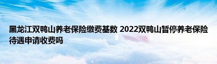 黑龙江双鸭山养老保险缴费基数 2022双鸭山暂停养老保险待遇申请收费吗