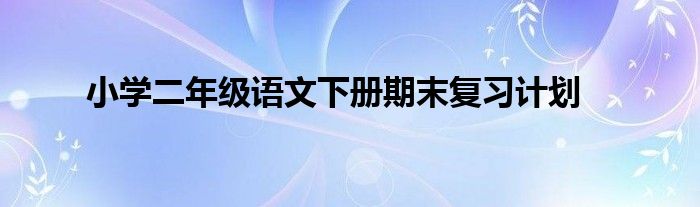 小学二年级语文下册期末复习计划