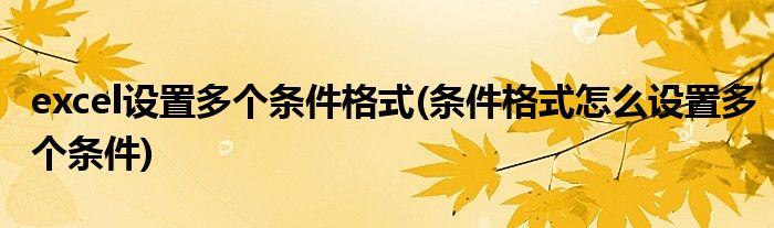 excel设置多个条件格式(条件格式怎么设置多个条件)