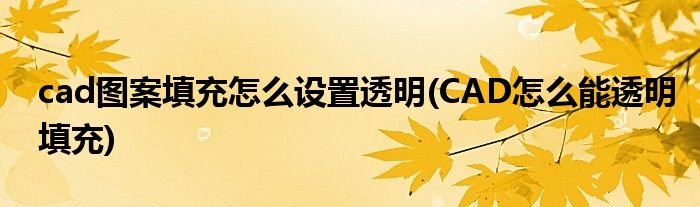 cad图案填充怎么设置透明(CAD怎么能透明填充)