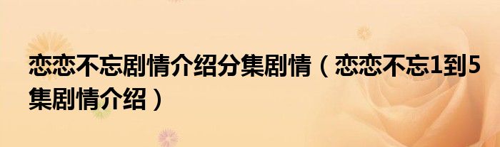 恋恋不忘剧情介绍分集剧情（恋恋不忘1到5集剧情介绍）