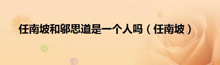 任南坡和邬思道是一个人吗（任南坡）