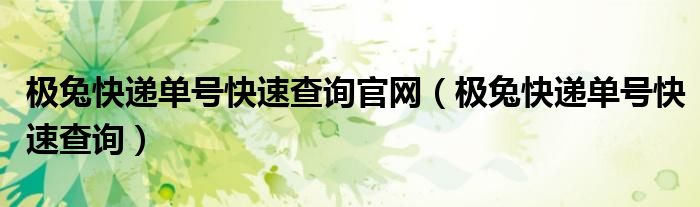 极兔快递单号快速查询官网（极兔快递单号快速查询）