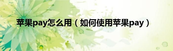 苹果pay怎么用（如何使用苹果pay）