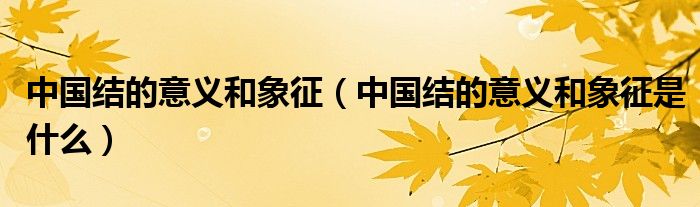 中国结的意义和象征（中国结的意义和象征是什么）