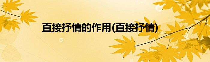 直接抒情的作用(直接抒情)