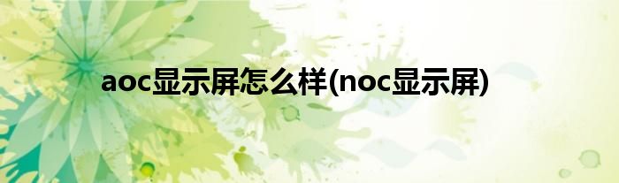 aoc显示屏怎么样(noc显示屏)