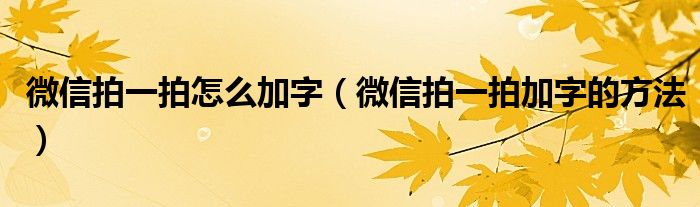 微信拍一拍怎么加字（微信拍一拍加字的方法）