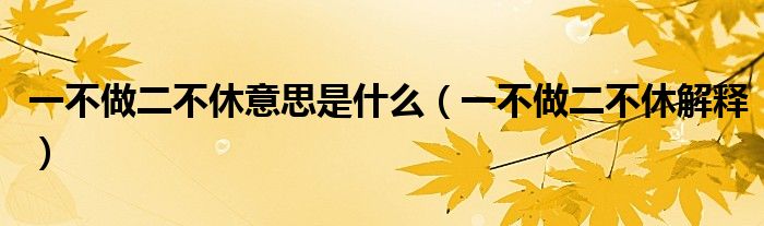 一不做二不休意思是什么（一不做二不休解释）