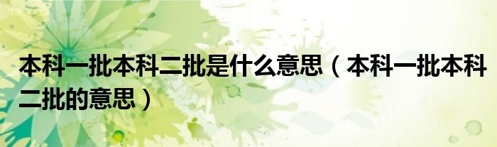 本科一批本科二批是什么意思（本科一批本科二批的意思）