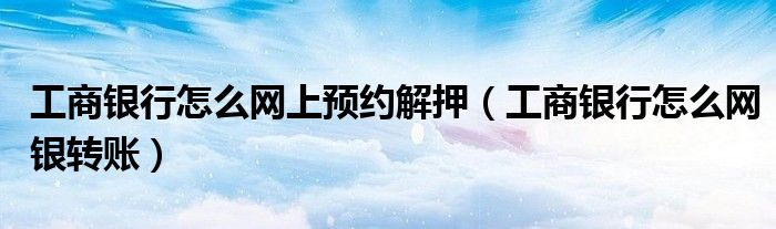 工商银行怎么网上预约解押（工商银行怎么网银转账）