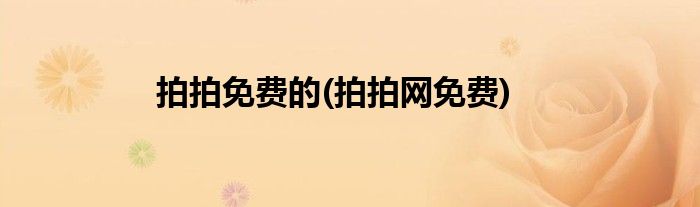 拍拍免费的(拍拍网免费)