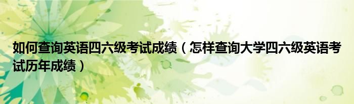 如何查询英语四六级考试成绩（怎样查询大学四六级英语考试历年成绩）