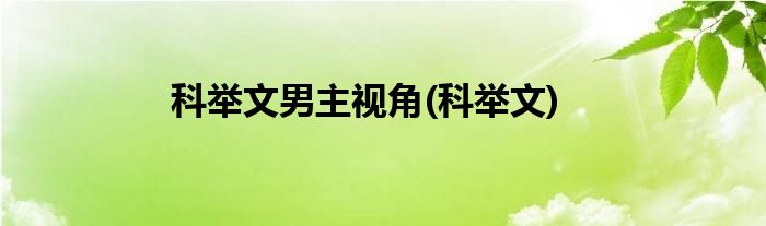 科举文男主视角(科举文)