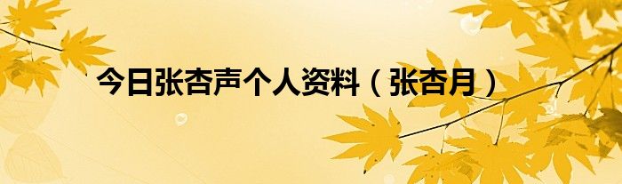 今日张杏声个人资料（张杏月）