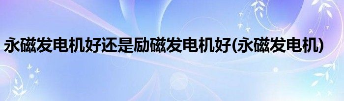 永磁发电机好还是励磁发电机好(永磁发电机)