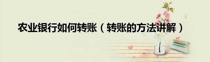 农业银行如何转账（转账的方法讲解）