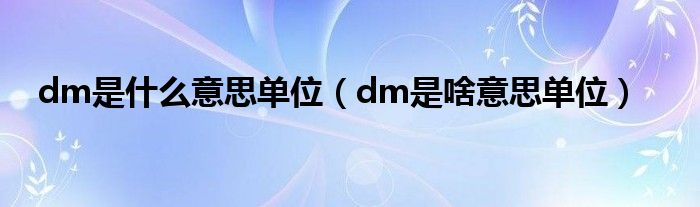 dm是什么意思单位（dm是啥意思单位）