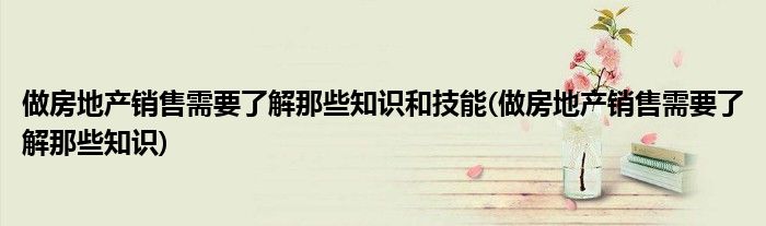 做房地产销售需要了解那些知识和技能(做房地产销售需要了解那些知识)