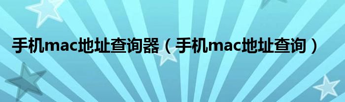 手机mac地址查询器（手机mac地址查询）