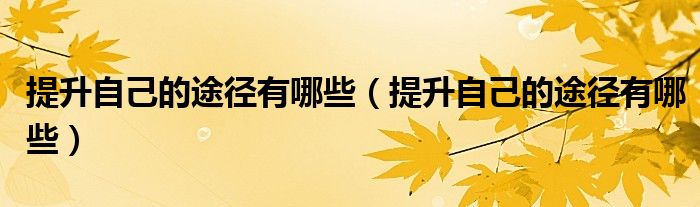 提升自己的途径有哪些（提升自己的途径有哪些）