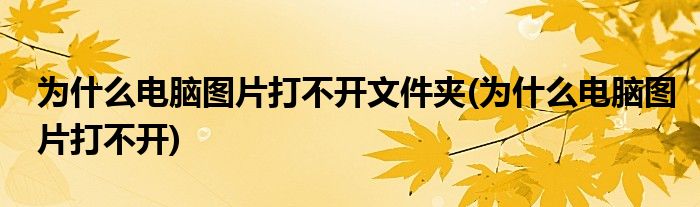 为什么电脑图片打不开文件夹(为什么电脑图片打不开)