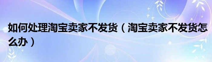 如何处理淘宝卖家不发货（淘宝卖家不发货怎么办）