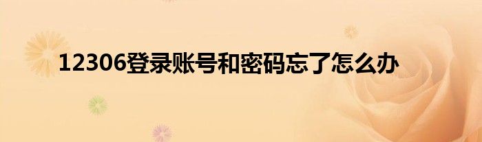 12306登录账号和密码忘了怎么办