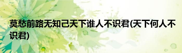 莫愁前路无知己天下谁人不识君(天下何人不识君)