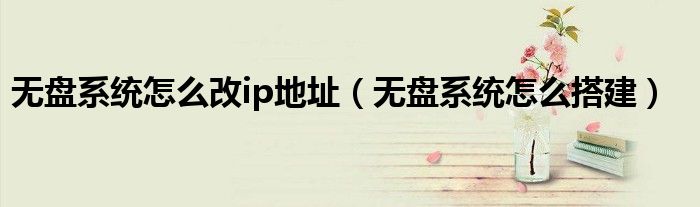 无盘系统怎么改ip地址（无盘系统怎么搭建）