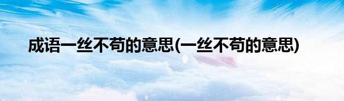 成语一丝不苟的意思(一丝不苟的意思)