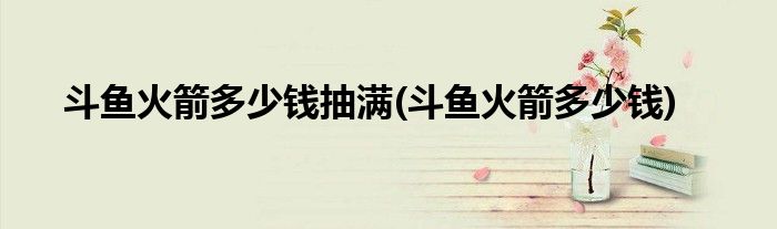 斗鱼火箭多少钱抽满(斗鱼火箭多少钱)