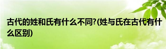 古代的姓和氏有什么不同?(姓与氏在古代有什么区别)