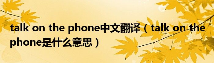 talk on the phone中文翻译（talk on the phone是什么意思）