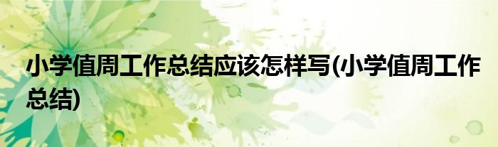 小学值周工作总结应该怎样写(小学值周工作总结)