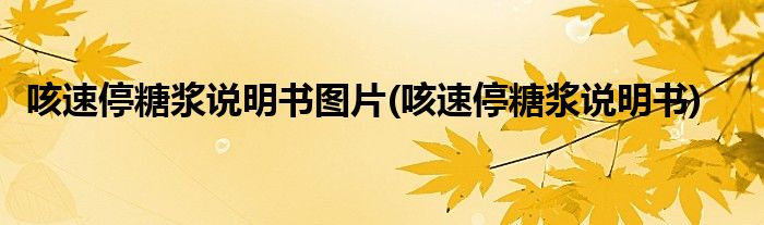 咳速停糖浆说明书图片(咳速停糖浆说明书)