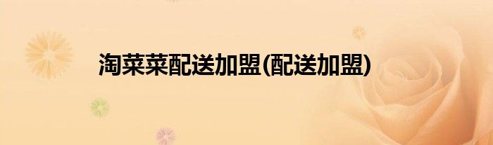 淘菜菜配送加盟(配送加盟)