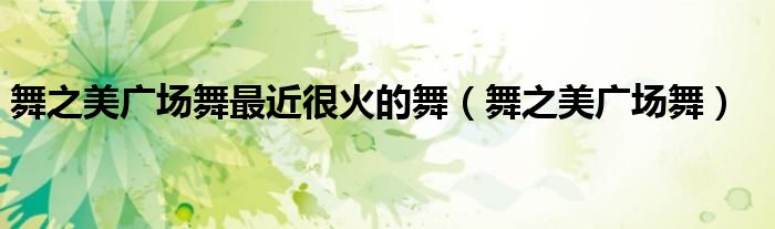 舞之美广场舞最近很火的舞（舞之美广场舞）