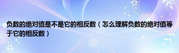 负数的值是不是它的相反数（怎么理解负数的值等于它的相反数）
